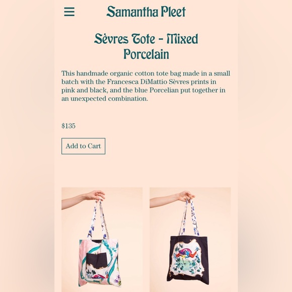 Samantha Pleet Sèvres Mixed Porcelain Tote Bag - New! - Picture 2 of 9